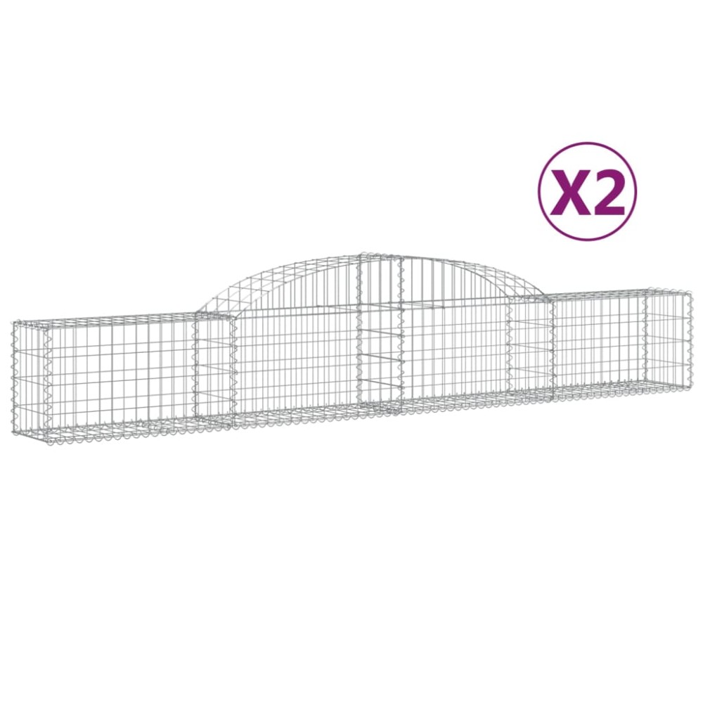 vidaXL Coșuri gabion arcuite, 2 buc., 300x30x40/60 cm, fier galvanizat