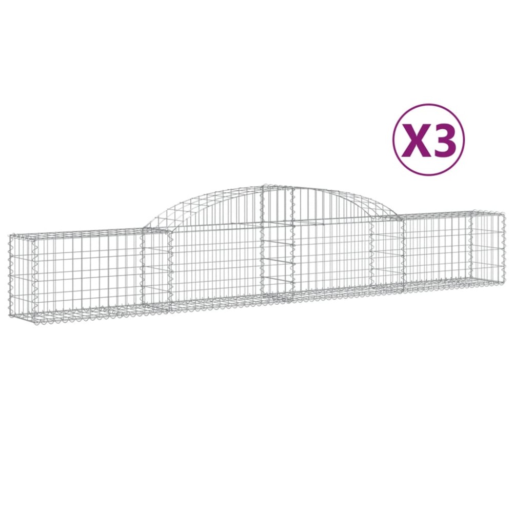 vidaXL Coșuri gabion arcuite, 3 buc., 300x30x40/60 cm, fier galvanizat