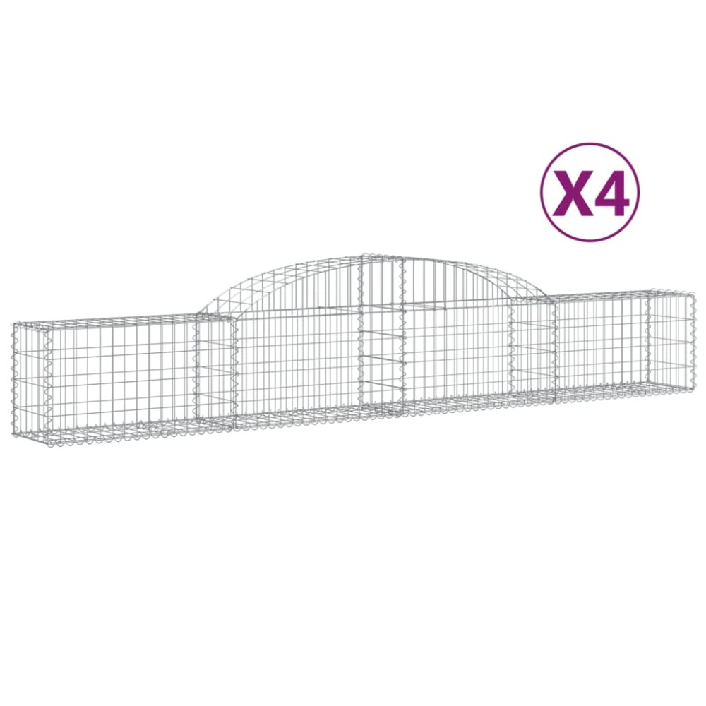 vidaXL Coșuri gabion arcuite, 4 buc., 300x30x40/60 cm, fier galvanizat