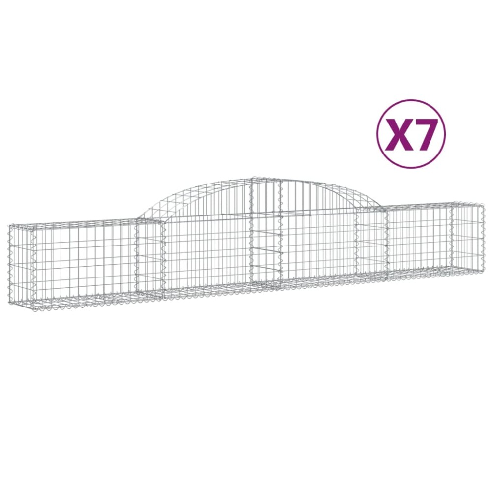 vidaXL Coșuri gabion arcuite, 7 buc., 300x30x40/60 cm, fier galvanizat