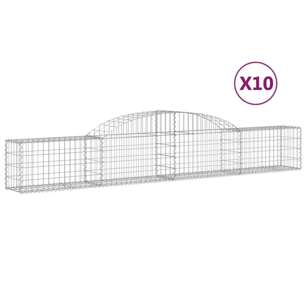 vidaXL Coșuri gabion arcuite, 10 buc., 300x30x40/60cm, fier galvanizat