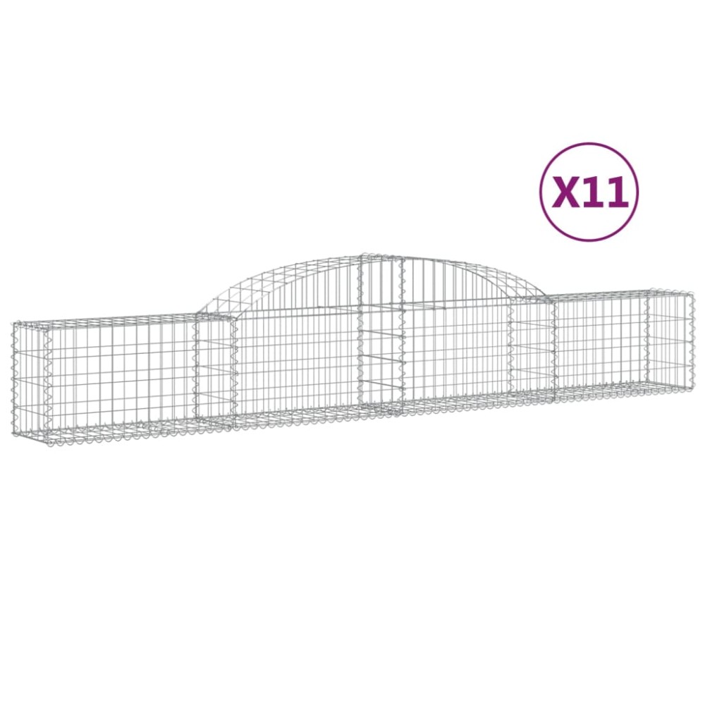 vidaXL Coșuri gabion arcuite, 11 buc., 300x30x40/60cm, fier galvanizat