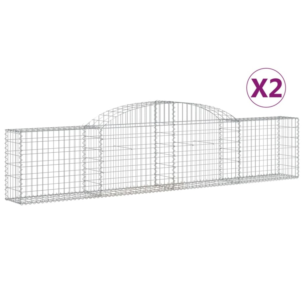vidaXL Coșuri gabion arcuite, 2 buc., 300x30x60/80 cm, fier galvanizat