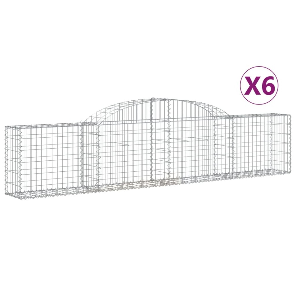 vidaXL Coșuri gabion arcuite, 6 buc., 300x30x60/80 cm, fier galvanizat