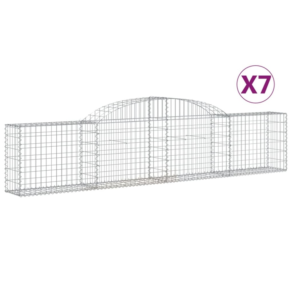 vidaXL Coșuri gabion arcuite, 7 buc., 300x30x60/80 cm, fier galvanizat