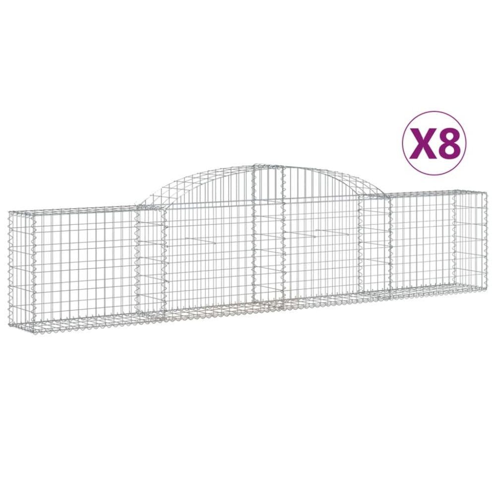 vidaXL Coșuri gabion arcuite, 8 buc., 300x30x60/80 cm, fier galvanizat