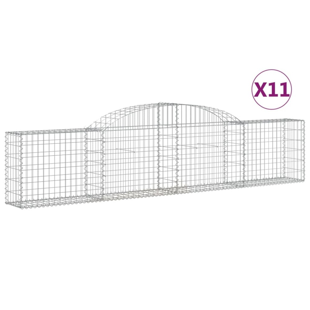 vidaXL Coșuri gabion arcuite, 11 buc., 300x50x60/80cm, fier galvanizat