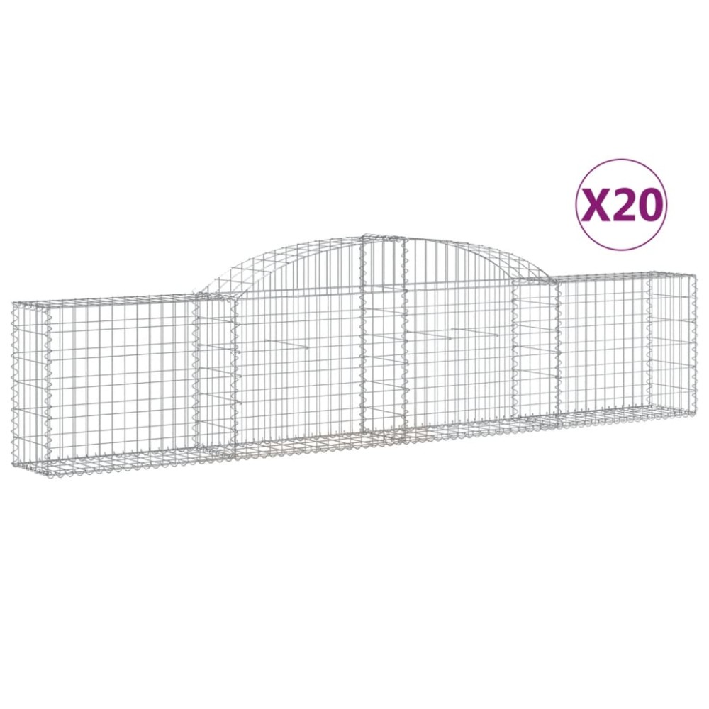 vidaXL Coșuri gabion arcuite, 20 buc., 300x30x60/80cm, fier galvanizat