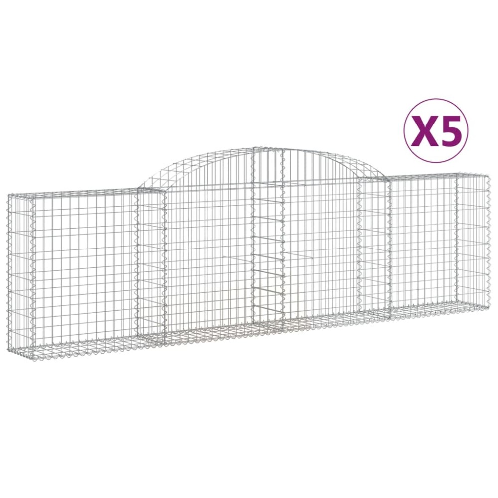 vidaXL Coșuri gabion arcuite 5 buc., 300x30x80/100 cm, fier galvanizat