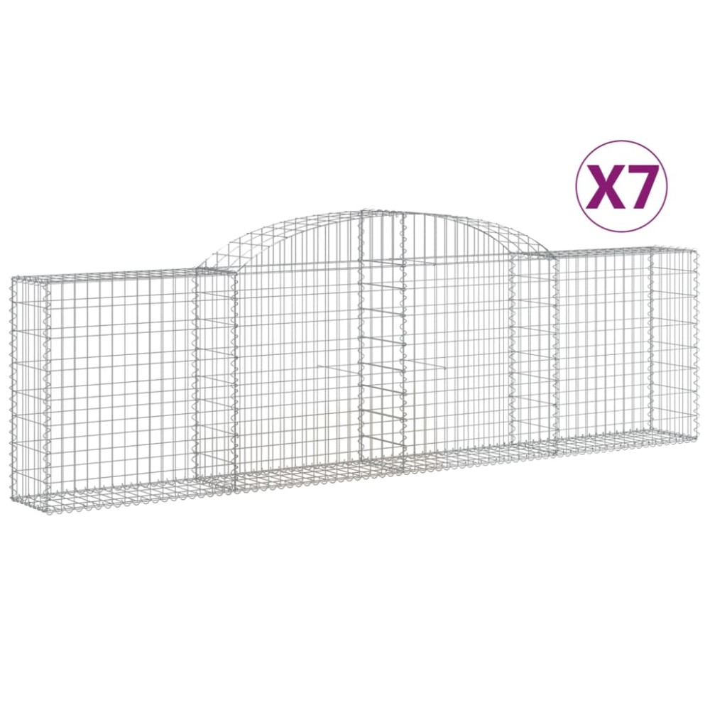 vidaXL Coșuri gabion arcuite 7 buc., 300x30x80/100 cm, fier galvanizat