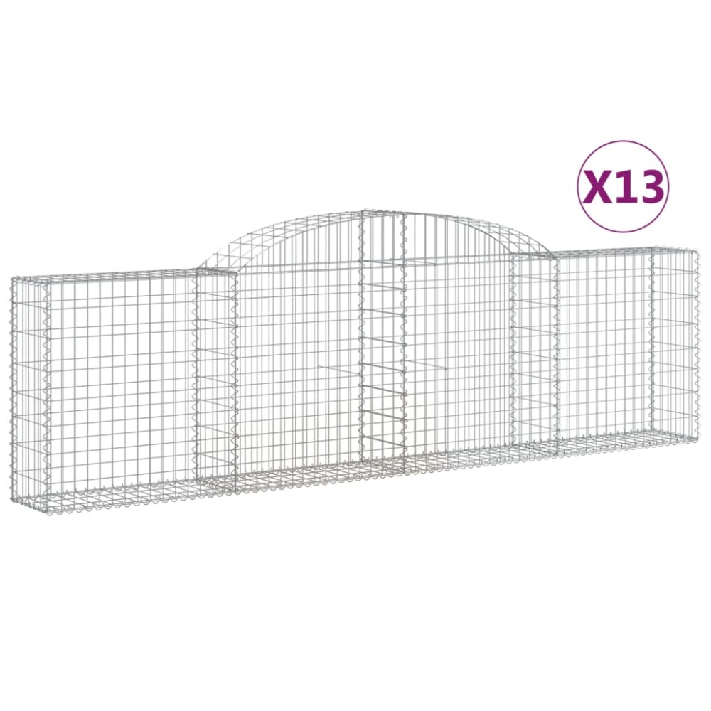 vidaXL Coșuri gabion arcuite 13 buc, 300x30x80/100 cm, fier galvanizat