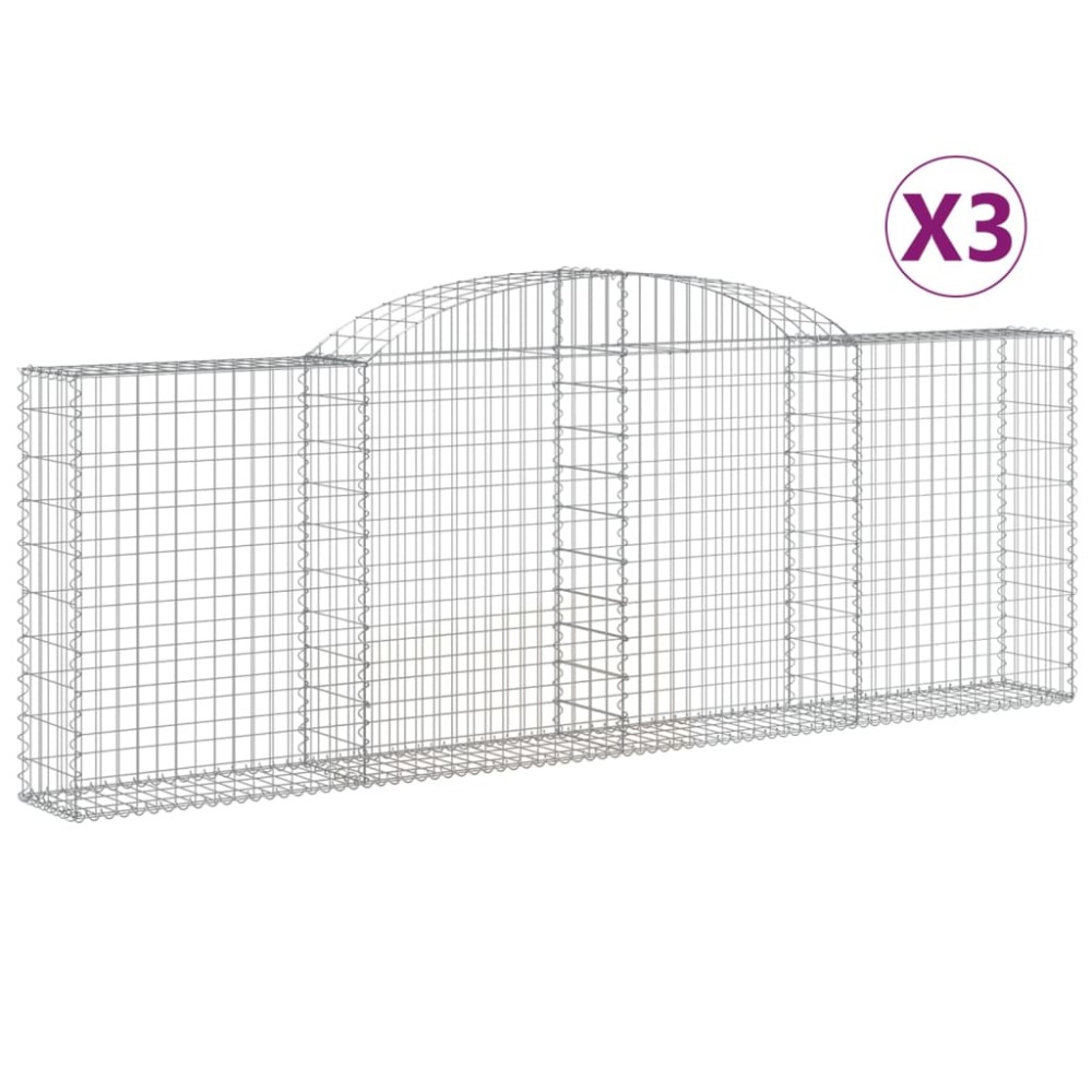 vidaXL Coșuri gabion arcuite 3 buc, 300x30x100/120 cm fier galvanizat