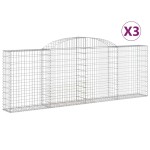 vidaXL Coșuri gabion arcuite 3 buc, 300x30x100/120 cm fier galvanizat