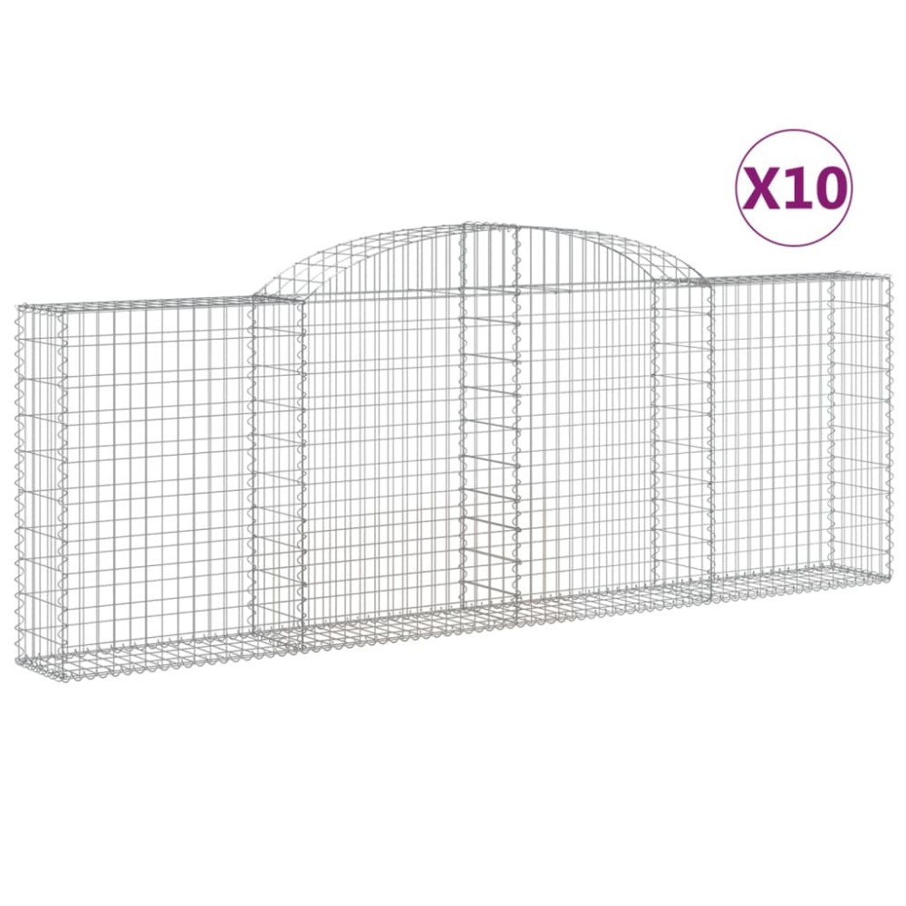 vidaXL Coșuri gabion arcuite 10 buc, 300x30x100/120 cm fier galvanizat