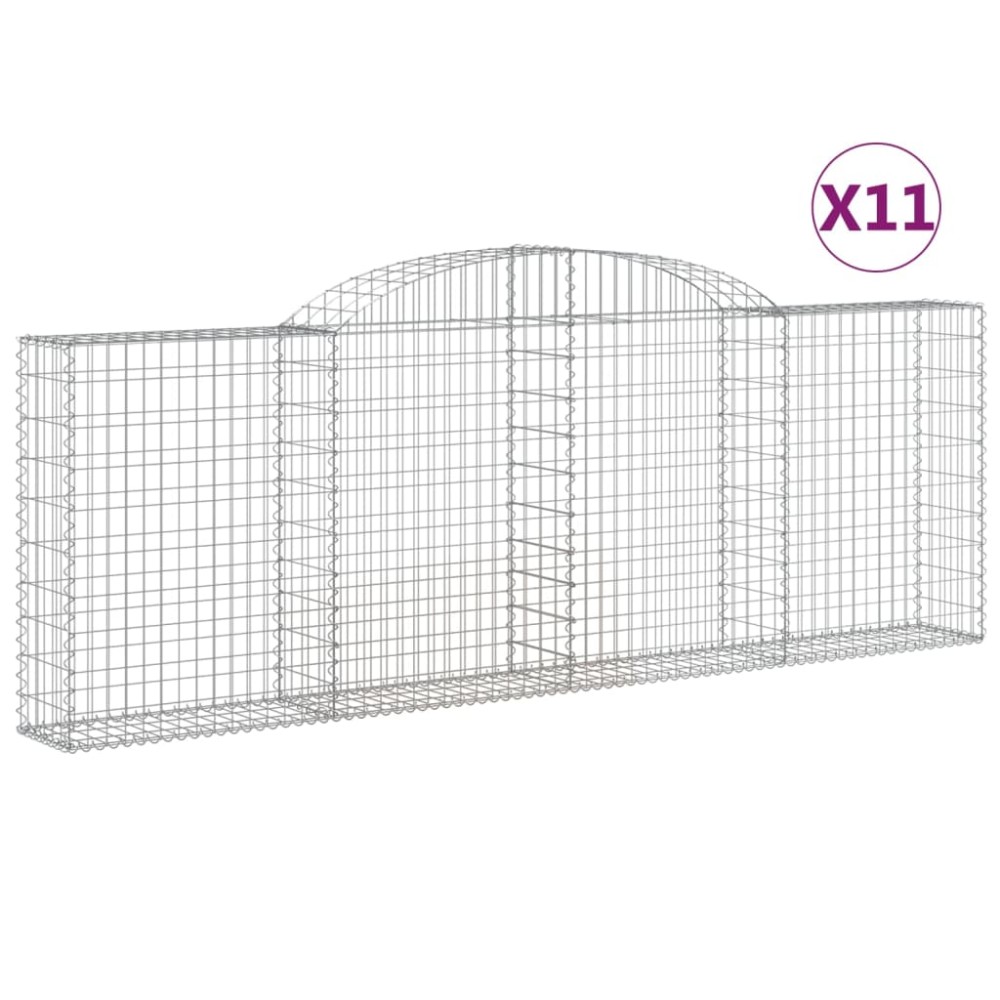 vidaXL Coșuri gabion arcuite 11 buc, 300x30x100/120 cm fier galvanizat