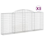 vidaXL Coșuri gabion arcuite 3 buc, 300x30x120/140 cm, fier galvanizat