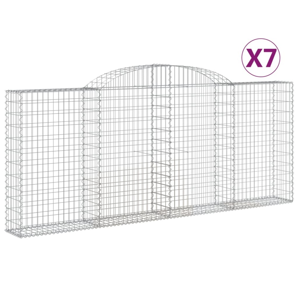 vidaXL Coșuri gabion arcuite 7 buc, 300x30x120/140 cm, fier galvanizat