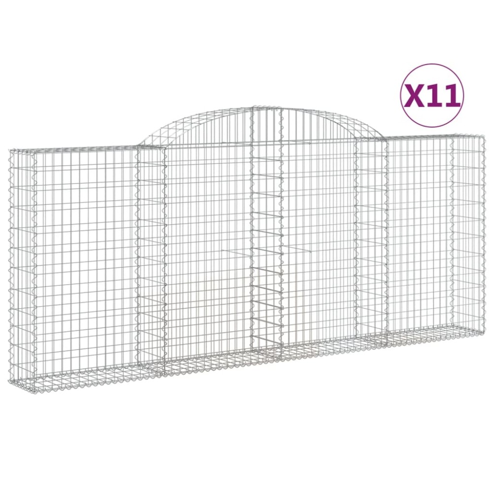 vidaXL Coșuri gabion arcuite 11 buc, 300x30x120/140 cm fier galvanizat