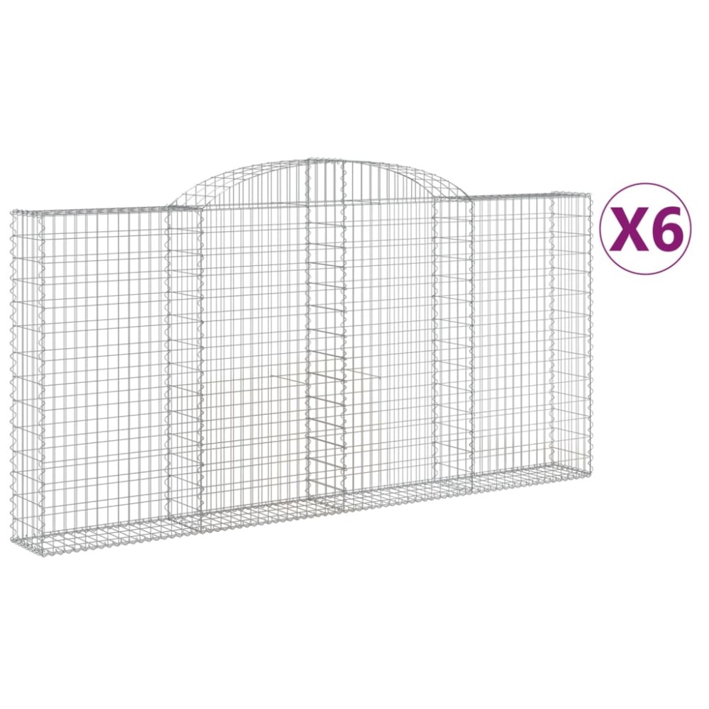 vidaXL Coșuri gabion arcuite 6 buc. 300x30x140/160 cm fier galvanizat