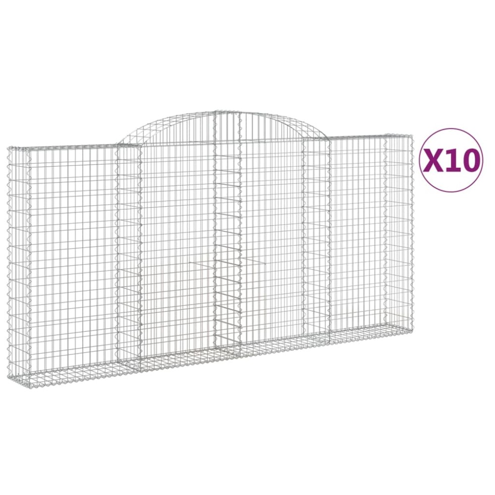 vidaXL Coșuri gabion arcuite 10 buc, 300x30x140/160cm, fier galvanizat