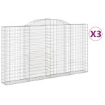 vidaXL Coșuri gabion arcuite 3 buc. 300x30x160/180 cm fier galvanizat