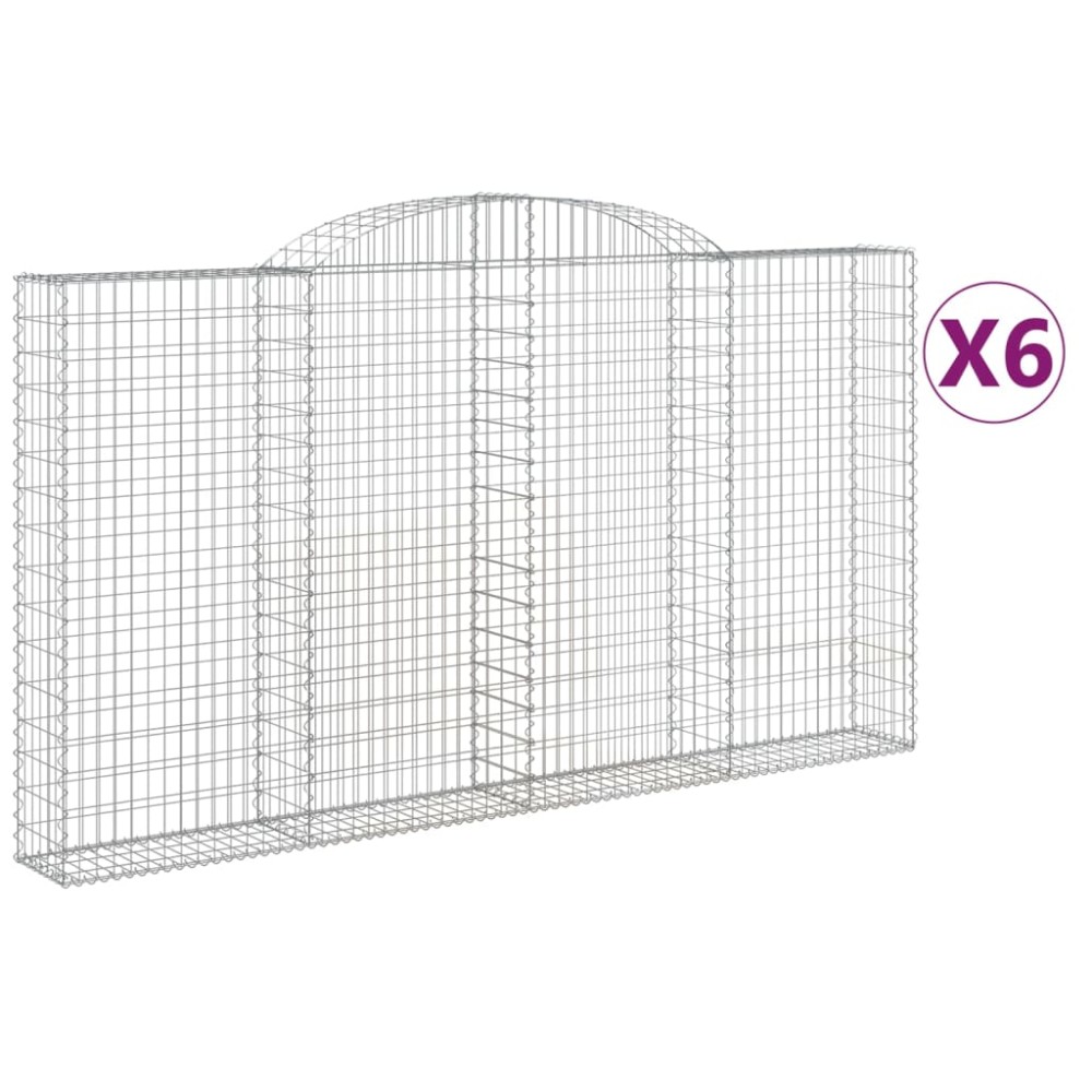 vidaXL Coșuri gabion arcuite 6 buc. 300x30x160/180 cm, fier galvanizat