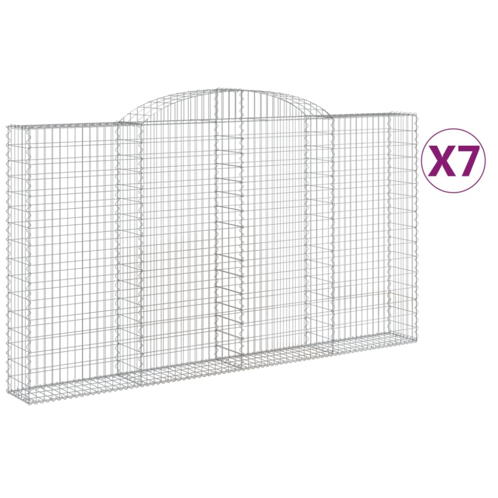 vidaXL Coșuri gabion arcuite 7 buc. 300x30x160/180 cm fier galvanizat