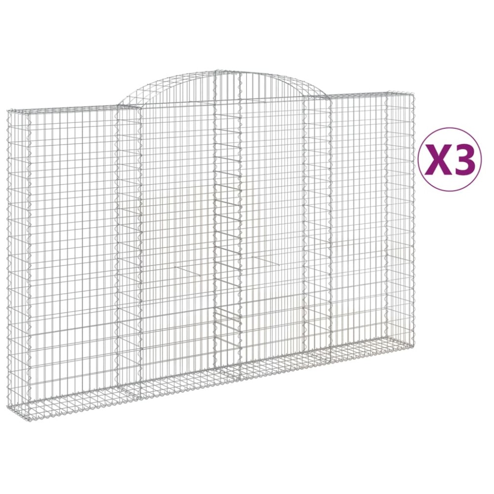 vidaXL Coșuri gabion arcuite 3 buc, 300x30x180/200 cm, fier galvanizat