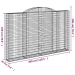vidaXL Coșuri gabion arcuite 3 buc, 300x30x180/200 cm, fier galvanizat