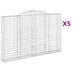 vidaXL Coșuri gabion arcuite 5 buc, 300x30x180/200 cm, fier galvanizat vidaXL Coșuri gabion arcuite 5 buc, 300x30x180/200 cm, fier galvanizat