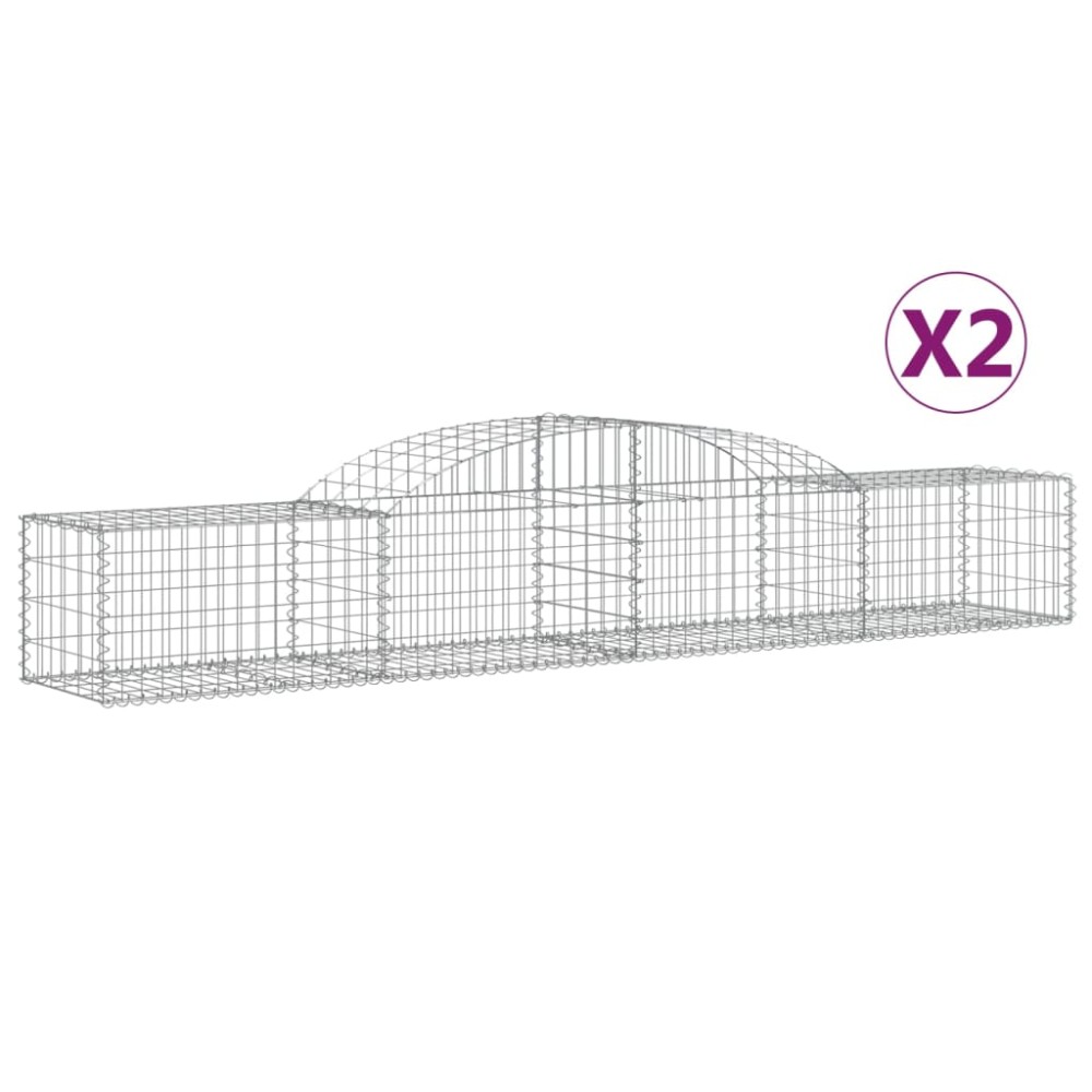 vidaXL Coșuri gabion arcuite, 2 buc., 300x50x40/60 cm, fier galvanizat