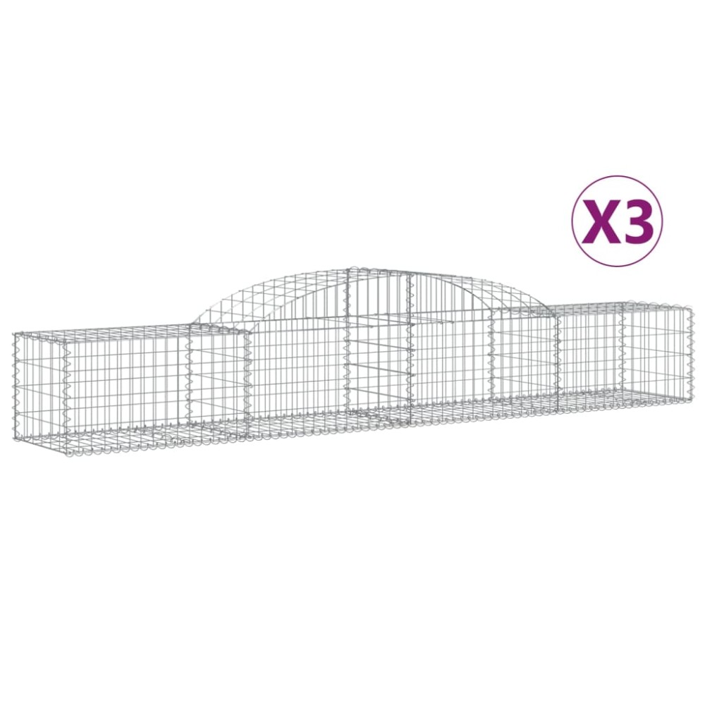 vidaXL Coșuri gabion arcuite, 3 buc., 300x50x40/60 cm, fier galvanizat