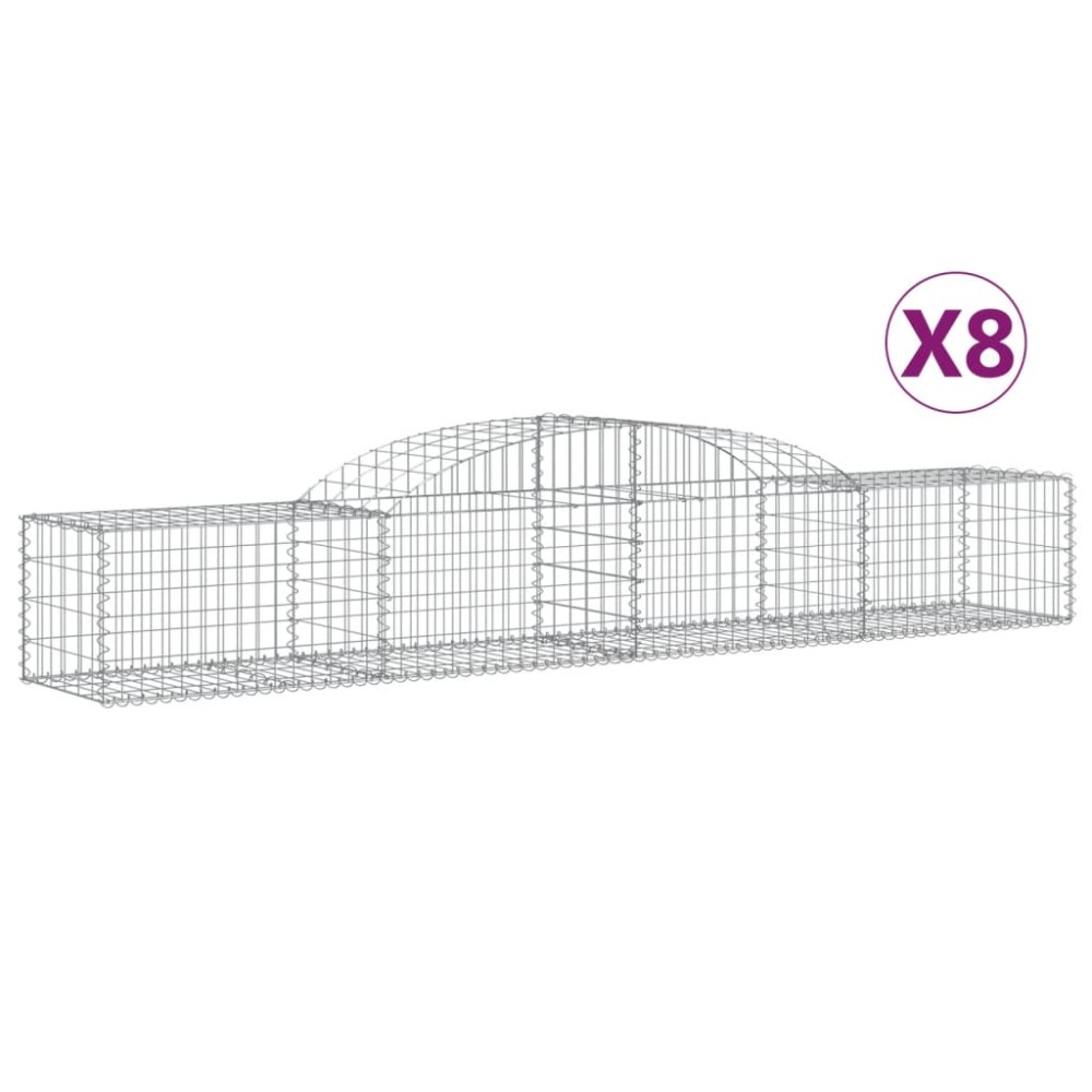 vidaXL Coșuri gabion arcuite, 8 buc., 300x50x40/60 cm, fier galvanizat