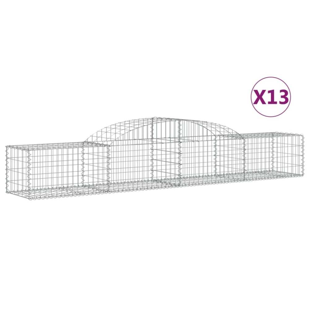 vidaXL Coșuri gabion arcuite, 13 buc., 300x50x40/60cm, fier galvanizat