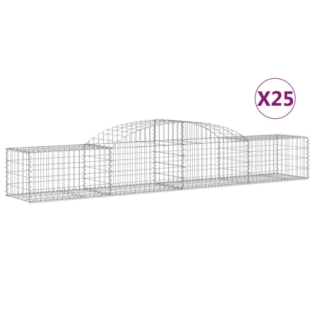 vidaXL Coșuri gabion arcuite, 25 buc., 300x50x40/60cm, fier galvanizat