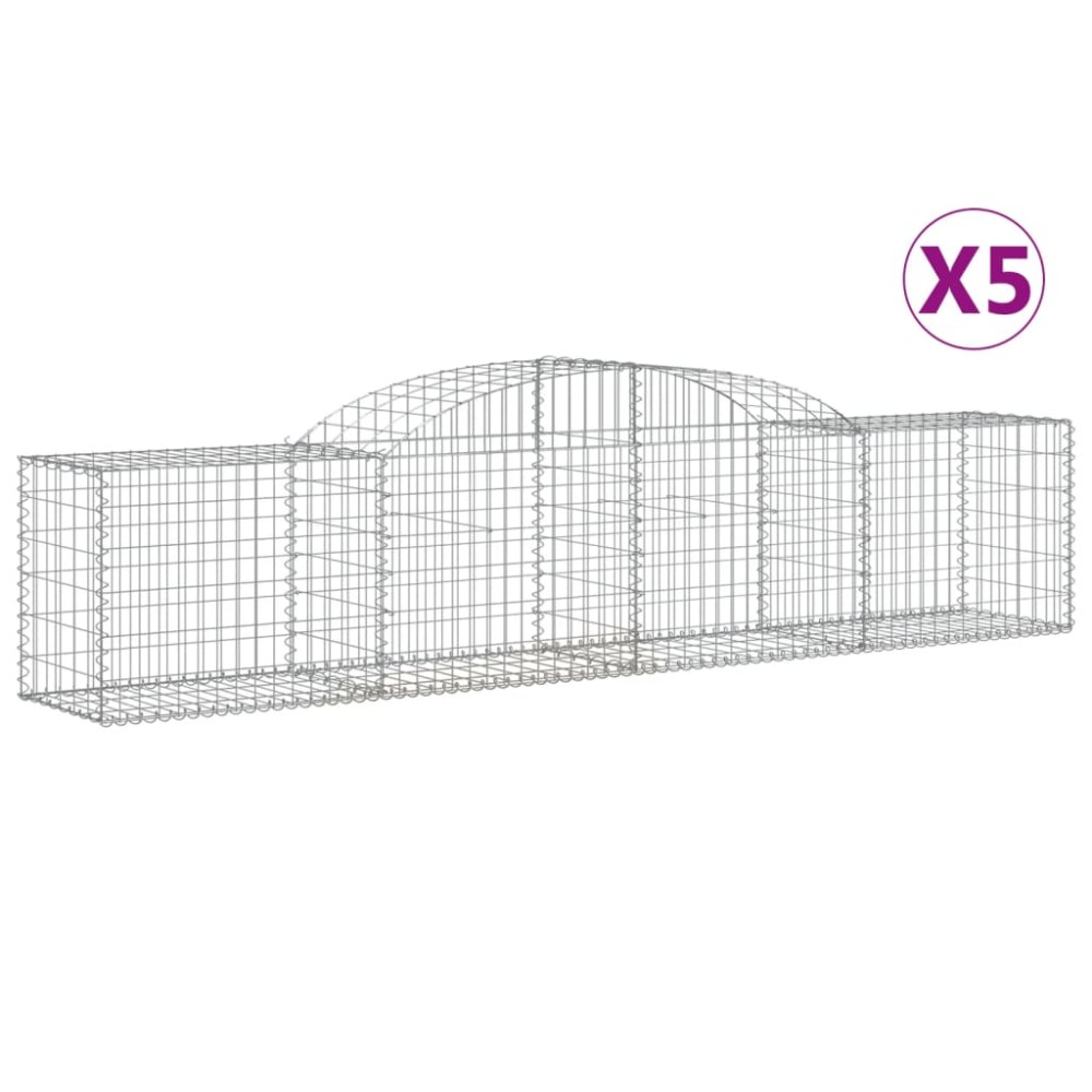 vidaXL Coșuri gabion arcuite 5 buc, 300x50x60/80 cm, fier galvanizat