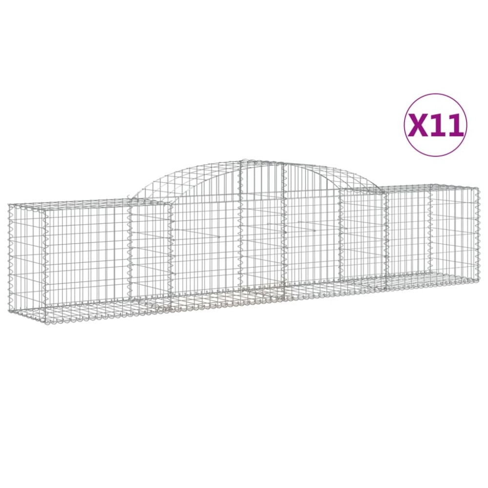 vidaXL Coșuri gabion arcuite 11 buc, 300x50x60/80 cm, fier galvanizat