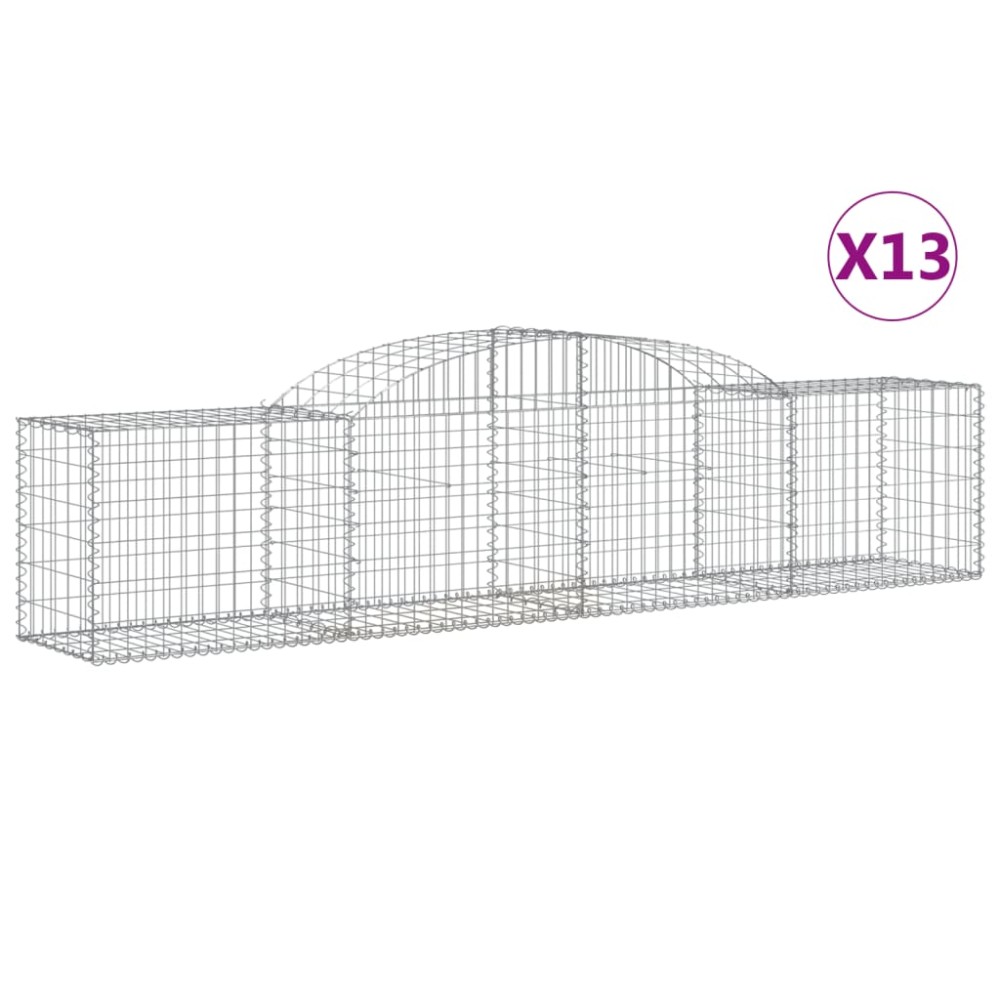 vidaXL Coșuri gabion arcuite 13 buc, 300x50x60/80 cm, fier galvanizat