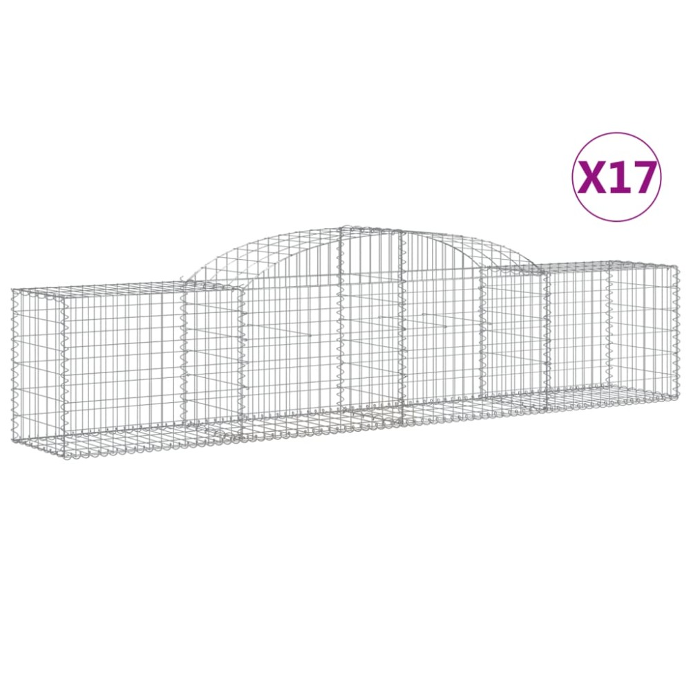 vidaXL Coșuri gabion arcuite 17 buc, 300x50x60/80 cm, fier galvanizat
