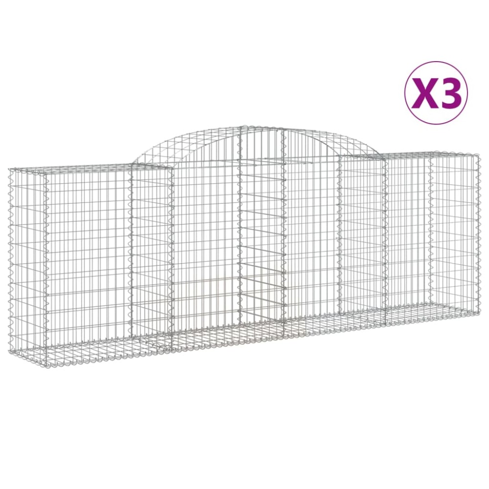 vidaXL Coșuri gabion arcuite 3 buc, 300x50x100/120 cm fier galvanizat
