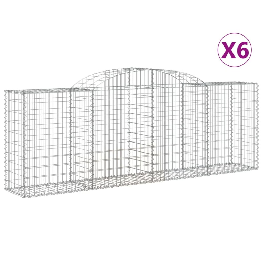 vidaXL Coșuri gabion arcuite 6 buc, 300x50x100/120 cm, fier galvanizat