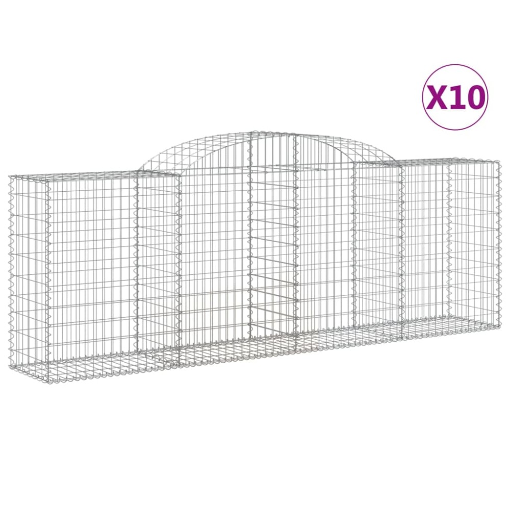 vidaXL Coșuri gabion arcuite 10 buc, 300x50x100/120cm, fier galvanizat