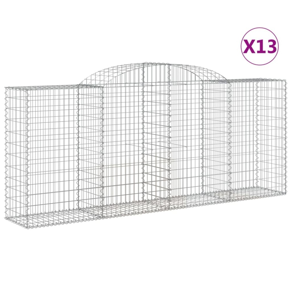 vidaXL Coșuri gabion arcuite 13 buc. 300x50x120/140 cm fier galvanizat