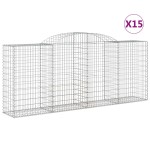 vidaXL Coșuri gabion arcuite 15 buc. 300x50x120/140 cm fier galvanizat
