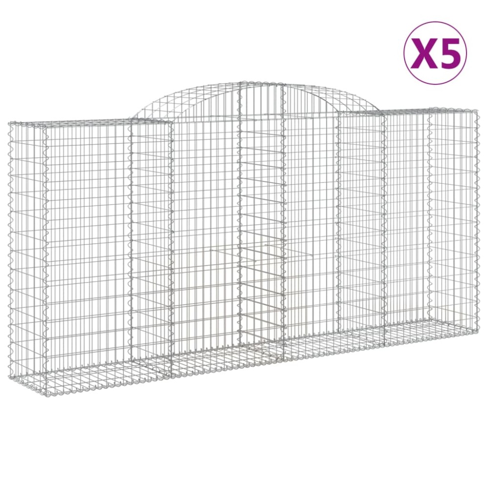 vidaXL Coșuri gabion arcuite 5 buc. 300x50x140/160cm fier galvanizat