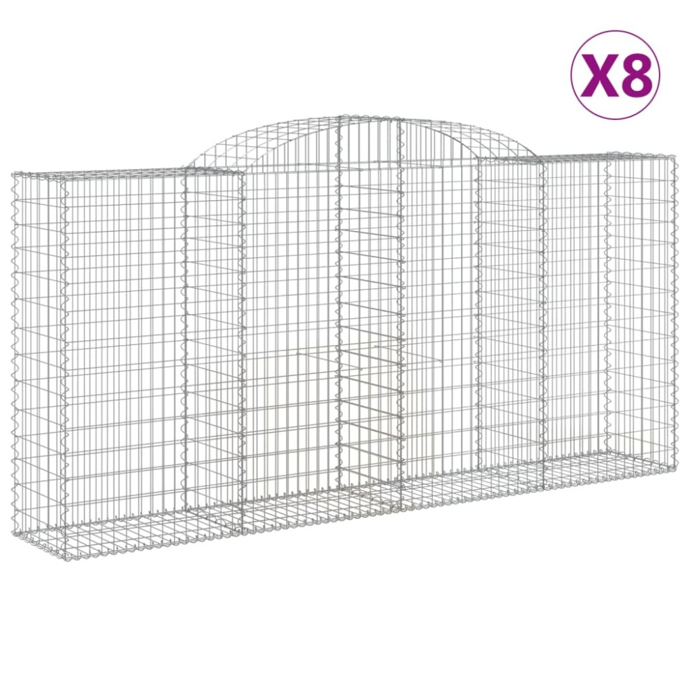 vidaXL Coșuri gabion arcuite 8 buc, 300x50x140/160 cm, fier galvanizat