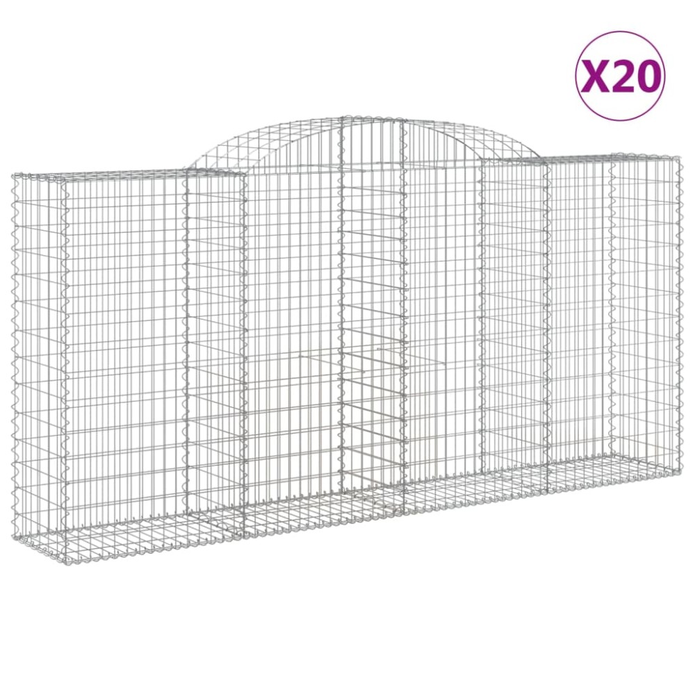 vidaXL Coșuri gabion arcuite 20 buc, 300x50x140/160cm, fier galvanizat