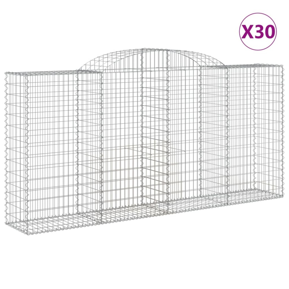 vidaXL Coșuri gabion arcuite 30 buc, 300x50x140/160cm, fier galvanizat