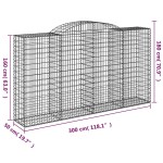 vidaXL Coșuri gabion arcuite 3 buc, 300x50x160/180 cm, fier galvanizat