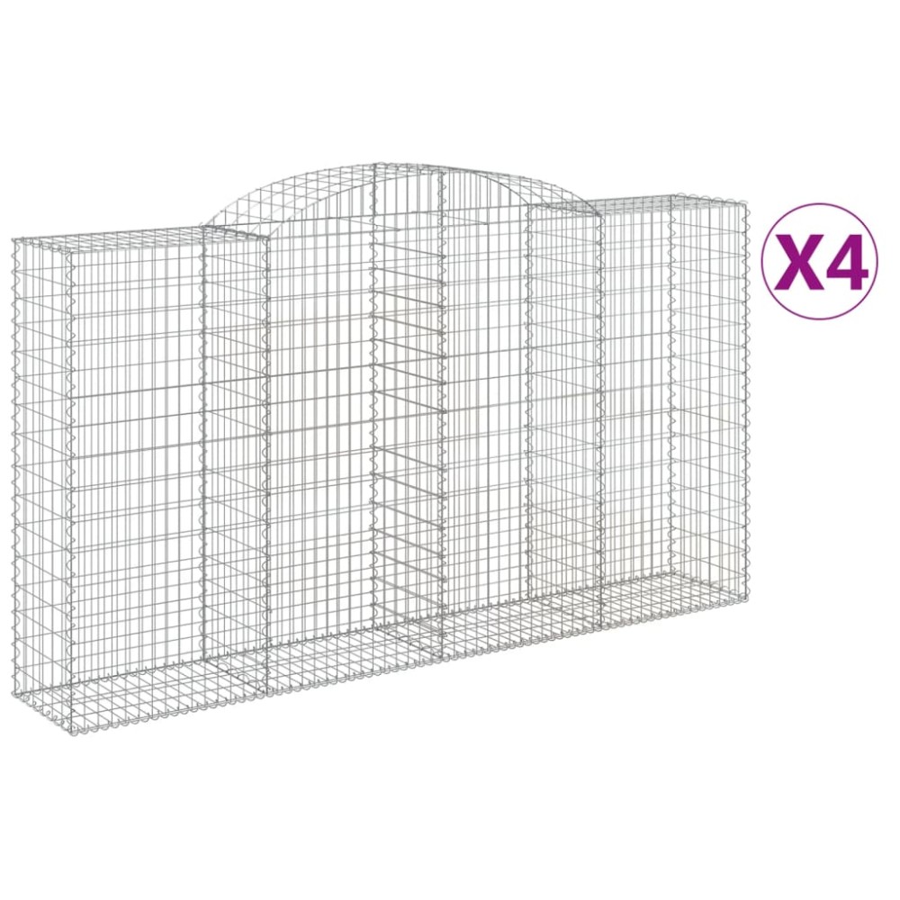 vidaXL Coșuri gabion arcuite 4 buc, 300x50x160/180 cm, fier galvanizat